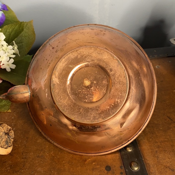 . Vintage Copper Tea Kettle Pot with Wood Handle - Picture 5 of 7